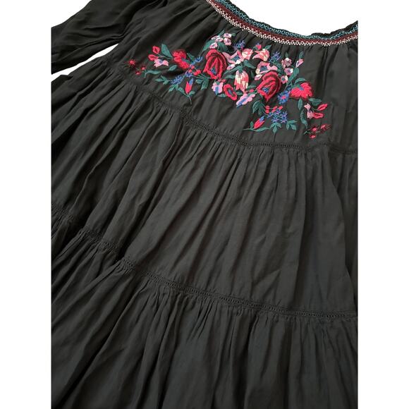 Free People Sunbeams Embroidered Mini Dress Black Size Large - Picture 9 of 10